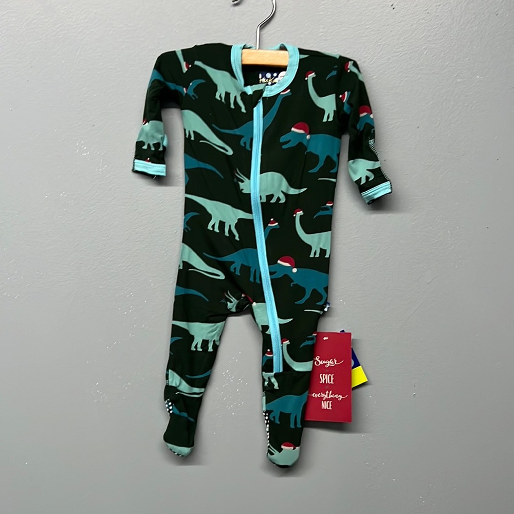 Kickee pants, Santa, Dino’s Footie with zipper